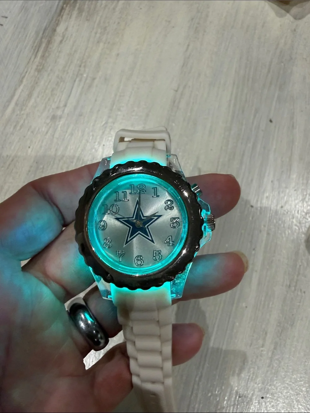 White Dallas Cowboys Silicone Star Dial Sports Watch